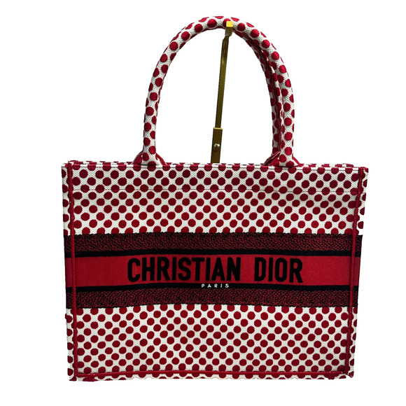 Christian Dior Canvas Medium DiorAmour Red Polka Dot Book Tote Limited Edition - Picture 1 of 16